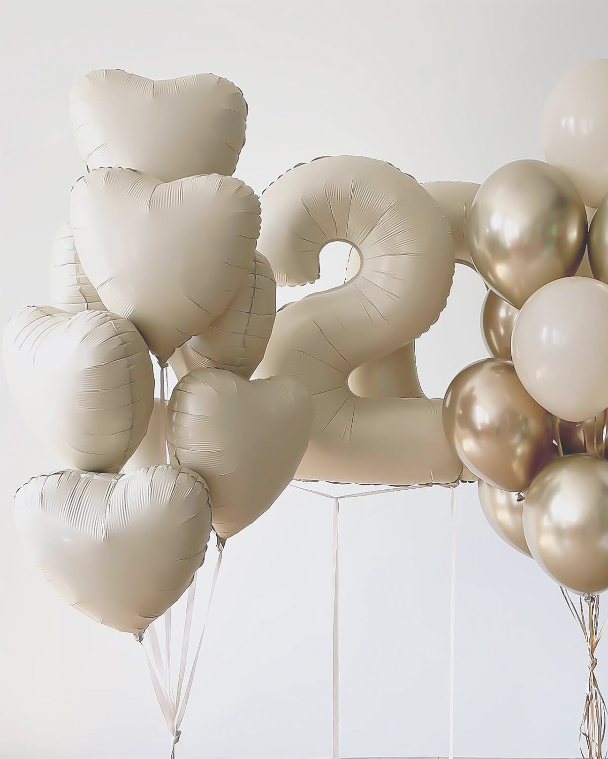 Cream white heart-shaped foil balloons