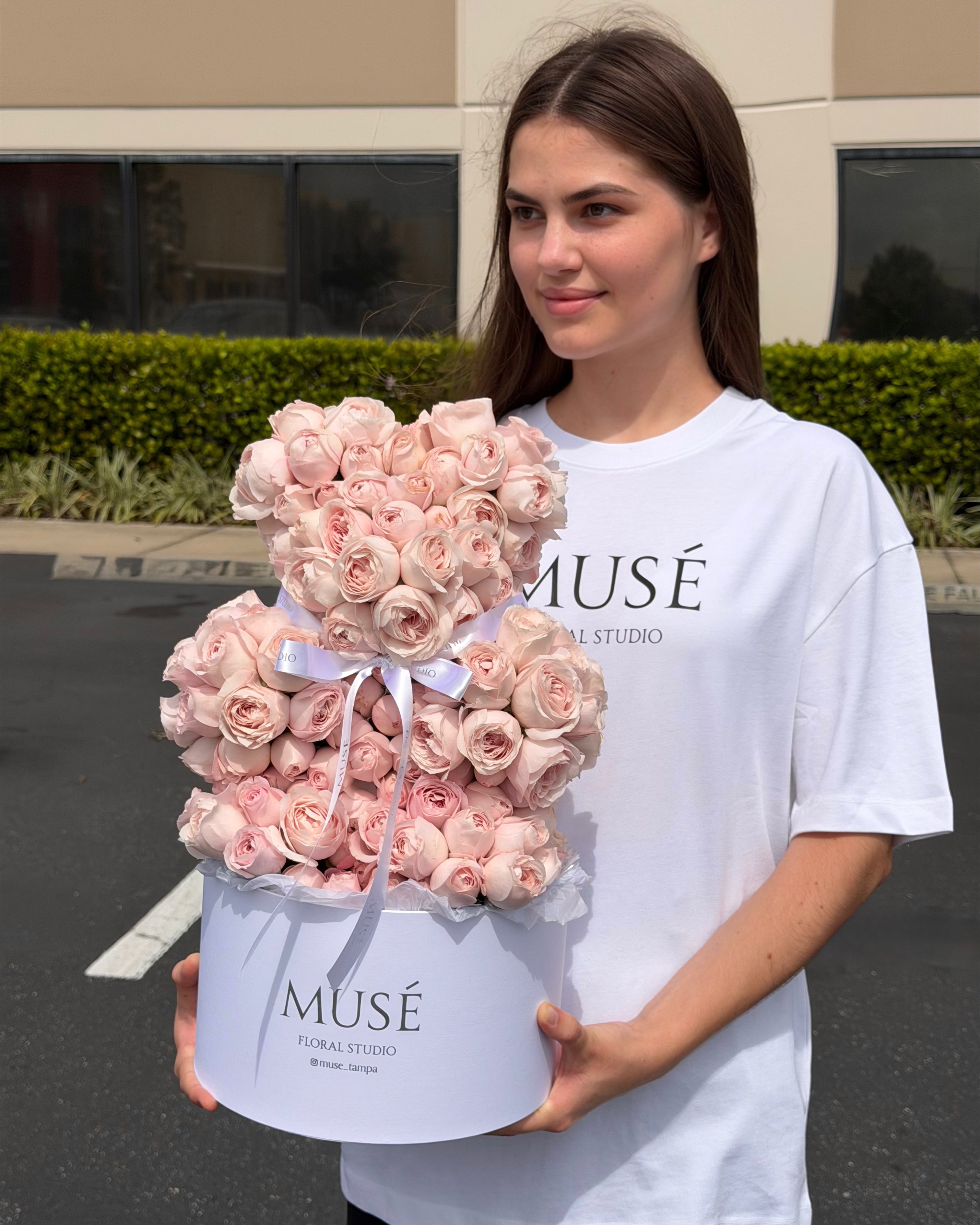 Luxury Light Pink Flower Bear