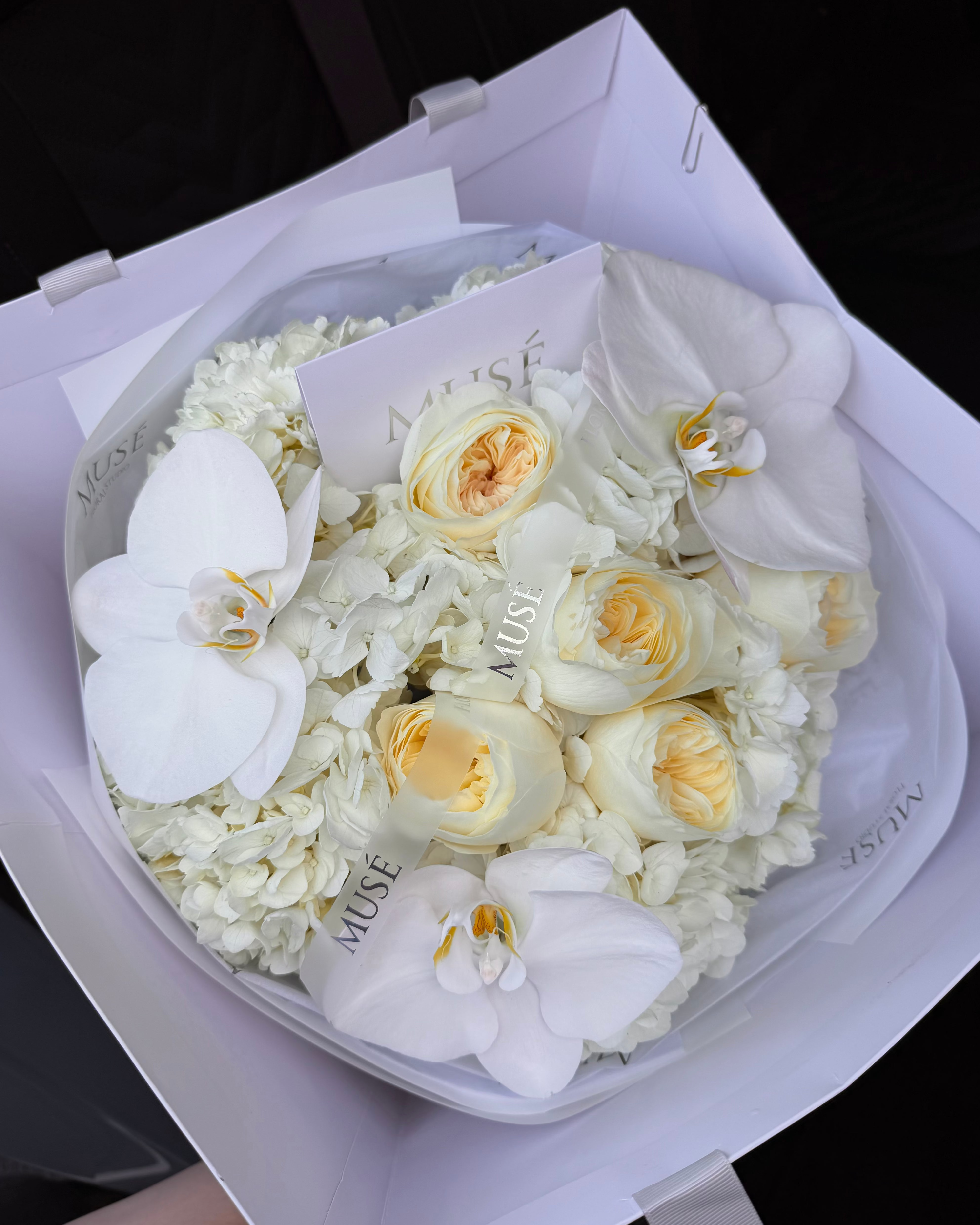 White Pastel Orchids Bouquet