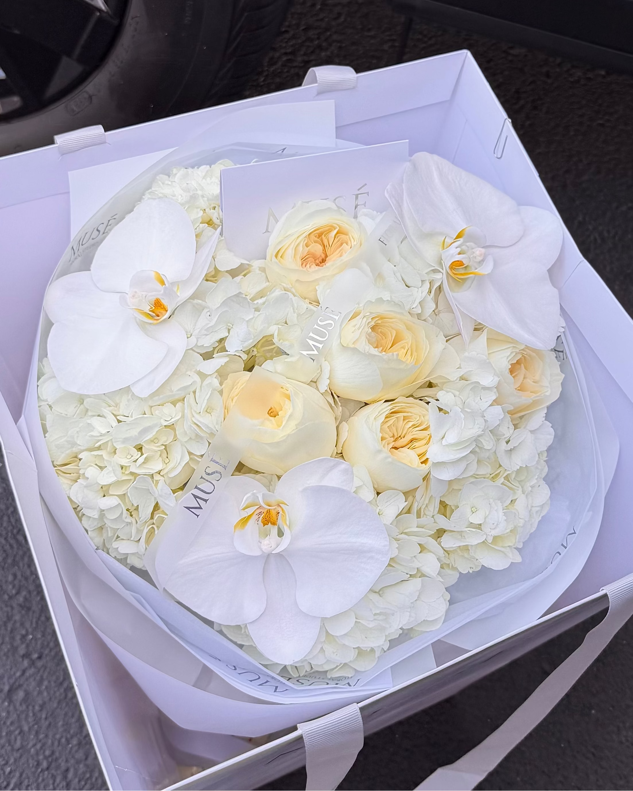 White Pastel Orchids Bouquet
